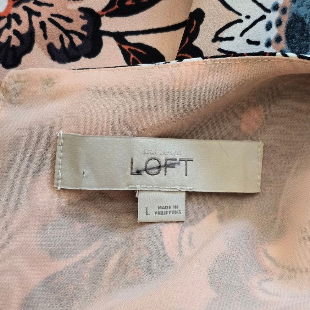 LOFT retro 60s Inspired Floral Flutter Sleeve Dress- Sz 10 - Picture 4 of 5